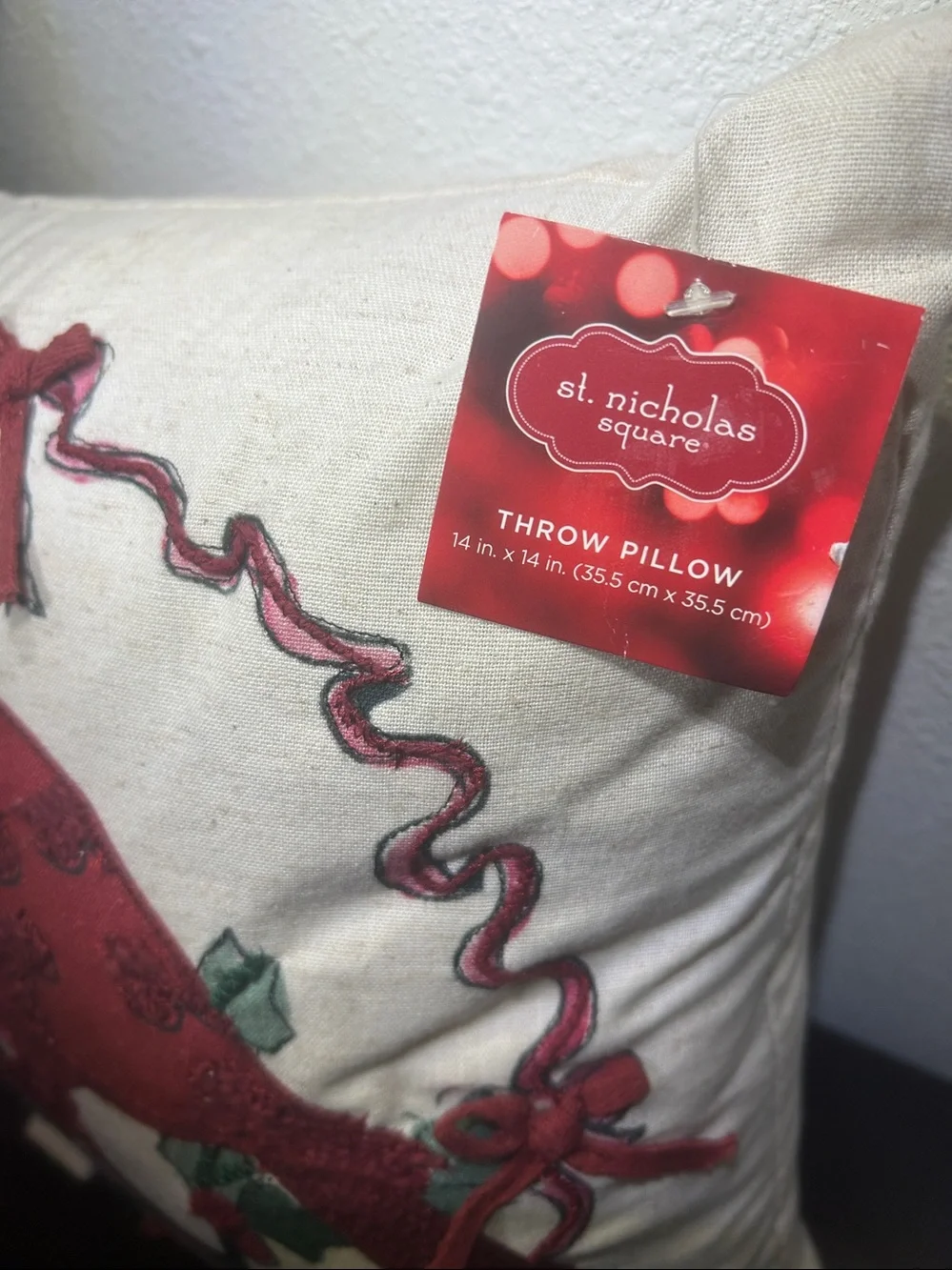 NWT St. Nicholas Square® Faux Linen Cardinal Decorative Throw Pillow